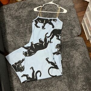 Chic Blue Dress with Black Panther Design